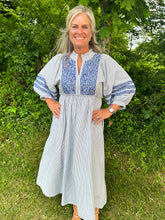 Load image into Gallery viewer, Embroidered Stripe Midi Dress
