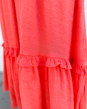 Load image into Gallery viewer, Coral Flutter Sleeve Smocked Midi Dress
