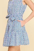 Load image into Gallery viewer, Cobalt Blue Polka Dot Tiered Mini Dress
