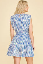 Load image into Gallery viewer, Cobalt Blue Polka Dot Tiered Mini Dress
