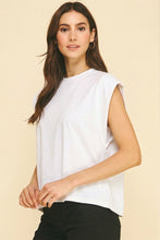Load image into Gallery viewer, White Crew Neck Cap Sleeve Top
