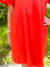 Load image into Gallery viewer, Red Short Sleeve V Neck Dress
