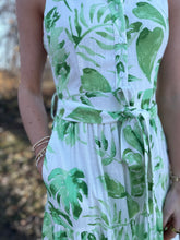 Load image into Gallery viewer, Palm Leaves Collared Button Up Midi Dress
