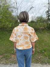 Load image into Gallery viewer, Goldenrod Floral Textured Puff Sleeve Top
