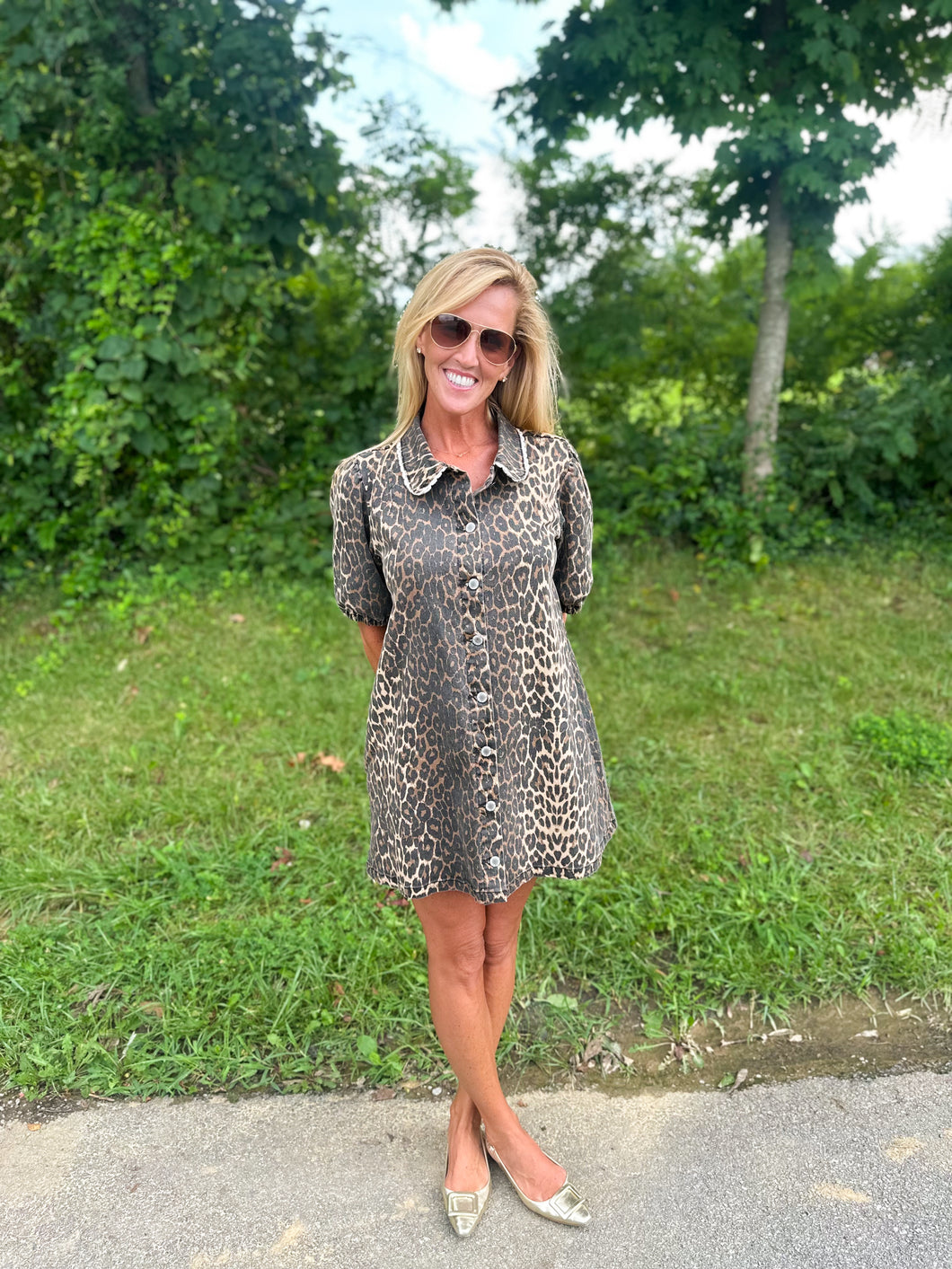 Leopard Button Up Dress