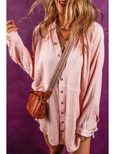 Load image into Gallery viewer, Pink Oversized Frayed Hem Crinkle Top
