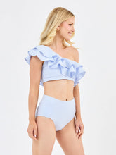 Load image into Gallery viewer, Katelyn Blue &amp; White Seersucker Two Piece Swimsuit
