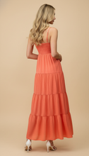 Load image into Gallery viewer, Orange Coral Tie Strap Maxi Dress
