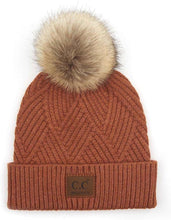 Load image into Gallery viewer, CC Diagonal Heather Beanie Pom Hat
