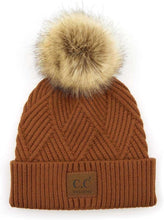 Load image into Gallery viewer, CC Diagonal Heather Beanie Pom Hat
