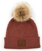 Load image into Gallery viewer, CC Diagonal Heather Beanie Pom Hat
