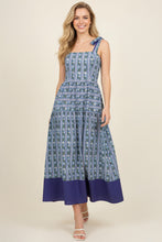 Load image into Gallery viewer, Purple Botanical Stripe Tiered Maxi Dress
