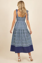 Load image into Gallery viewer, Purple Botanical Stripe Tiered Maxi Dress
