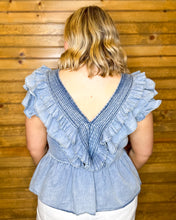 Load image into Gallery viewer, Smocked V-Neck Ruffle Peplum Top
