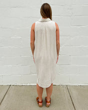 Load image into Gallery viewer, Sleeveless Linen Blend Pinstripe Shirt Dress
