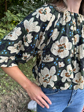 Load image into Gallery viewer, Olive Floral Cinched Waist Top
