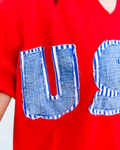 Load image into Gallery viewer, Mineral Wash USA Patched Knit Top
