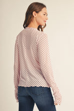 Load image into Gallery viewer, Merrow Edge Detail Polka Dot Mesh Top
