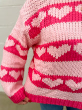 Load image into Gallery viewer, Heart Printed Stiped Knit Sweater
