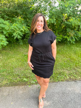 Load image into Gallery viewer, Scallop Hem Drawstring Luxe Knit Dress
