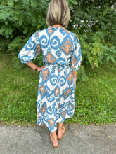 Load image into Gallery viewer, Blue Abstract Button Up Dress
