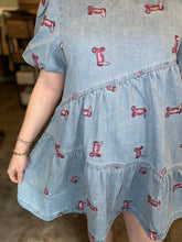 Load image into Gallery viewer, Western Theme Embroidered Denim Dress
