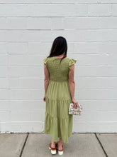 Load image into Gallery viewer, Smocked Flutter Sleeve Midi Dress
