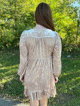 Load image into Gallery viewer, Crushed Velvet V neck Babydoll Bubble Sleeve Dress
