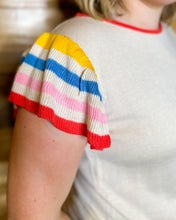 Load image into Gallery viewer, Tan Ribbed Striped Sleeve Top
