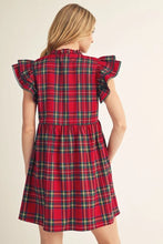 Load image into Gallery viewer, Ruffled Sleeve Plaid Dress
