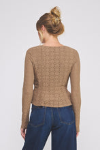 Load image into Gallery viewer, Knit Lace Square Neck Peplum Top
