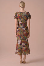Load image into Gallery viewer, Twist with Short Puff Sleeve Floral Printed Midi Dress
