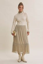 Load image into Gallery viewer, Winter Gala Mixed Media Shimmer Twofer Sweater Maxi Dress
