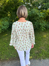 Load image into Gallery viewer, Green Cottage Stripes Monroe Top
