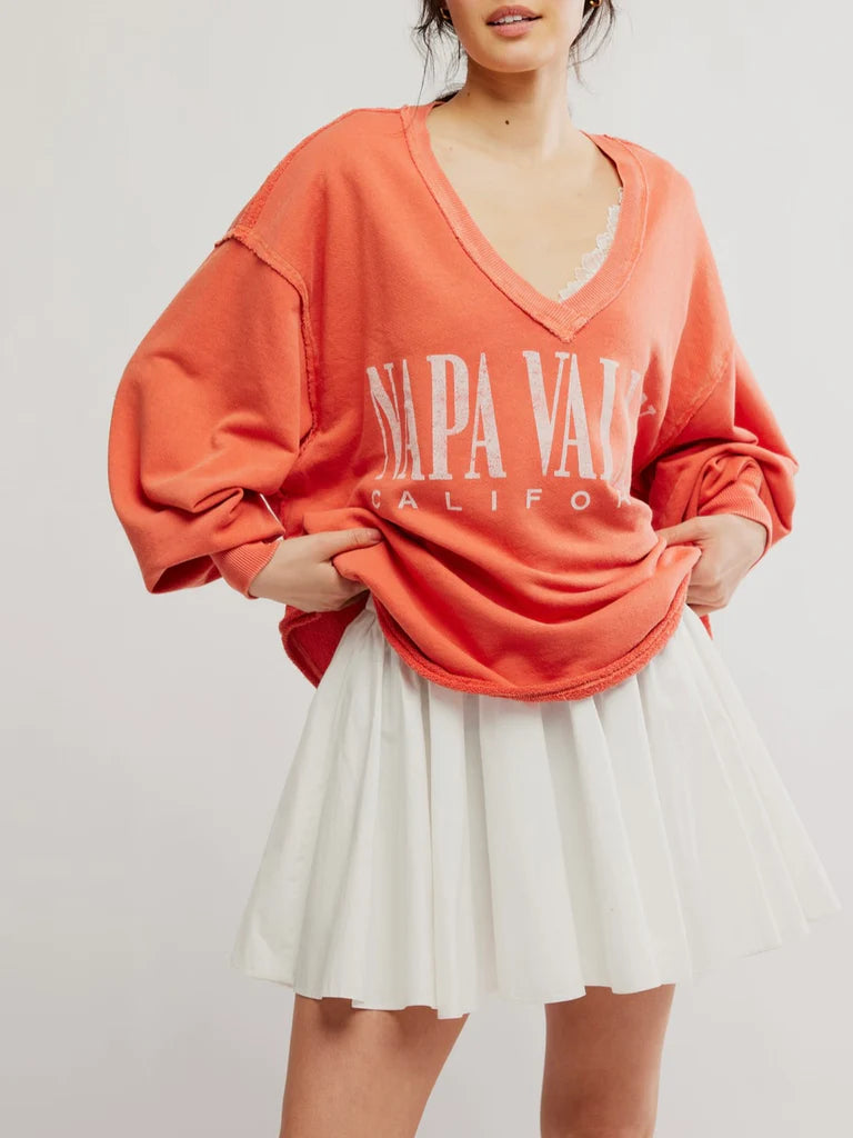 FP WTF Venice V Neck Graphic Pullover