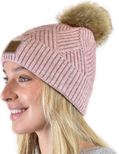 Load image into Gallery viewer, CC Diagonal Heather Beanie Pom Hat
