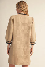 Load image into Gallery viewer, 3/4 Puff Sleeve Textured Solid Shift Dress
