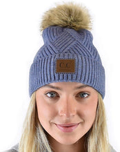 Load image into Gallery viewer, CC Diagonal Heather Beanie Pom Hat
