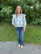 Load image into Gallery viewer, Floral Ruffle Shoulder Long Sleeve Top
