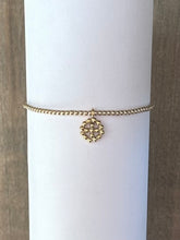 Load image into Gallery viewer, Classic 2mm Bead Small Beaded Cross Halo Charm Bracelet - Gold
