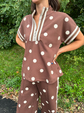 Load image into Gallery viewer, Polka Dot Zip Up Top &amp; Pant Set
