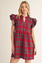 Load image into Gallery viewer, Ruffled Sleeve Plaid Dress
