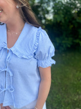 Load image into Gallery viewer, Striped Ruffle Tie Top

