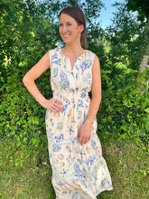 Load image into Gallery viewer, Aquatic Sleeveless Woven Print Tiered Maxi Dress
