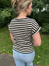 Load image into Gallery viewer, Black Stripe Boxy Knit Top
