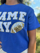 Load image into Gallery viewer, Blue Game Day Football Patch Top
