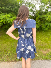 Load image into Gallery viewer, Denim Embroidery Sailor Collar Button Down Dress
