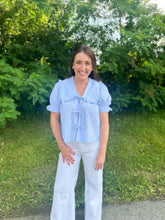 Load image into Gallery viewer, Striped Ruffle Tie Top
