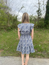 Load image into Gallery viewer, Denim Jacquard Dress with Butterfly Sleeve
