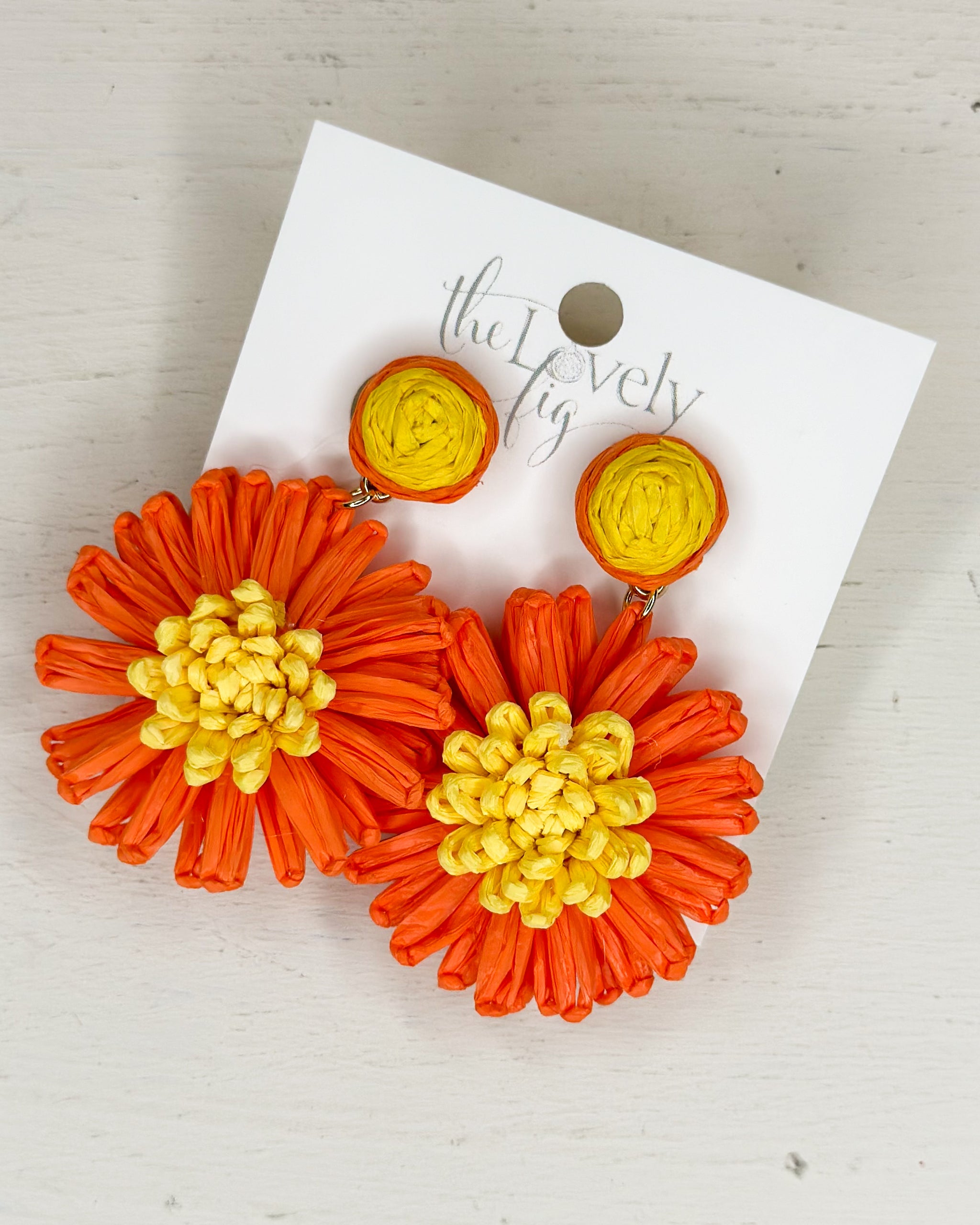 Handmade Flower Raffia Drop Earrings - NWOT Natural Raffia Flower Burst Earrings – Wildflower Boutique main image 4